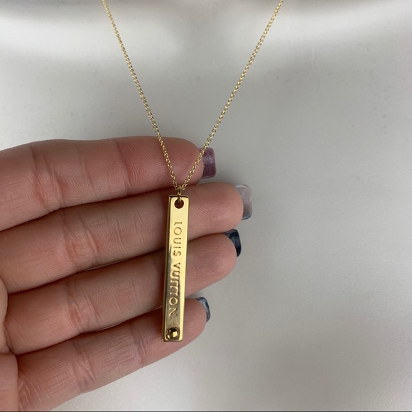 LOUIS VUITTON Bar Charm Necklace 16” or 18” Chain - Picture 6 of 11